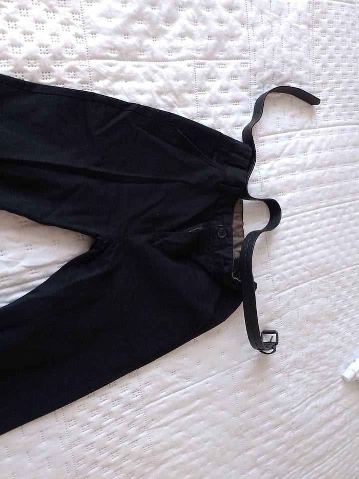 erkek çocuk Siyah  Kemerli Kumaş Pantolon - Görsel 4