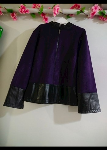 Mor Süet Kadın Deri Ceket - Görsel 2