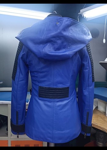 Kadın şaka mavi hakiki Deri  Ceket - Görsel 2