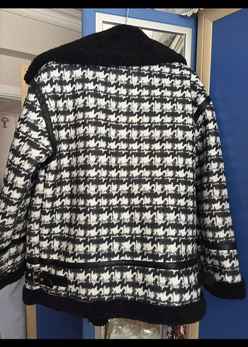 Kürk Detaylı kaz ayaği Desenli Kadın mont - Görsel 8