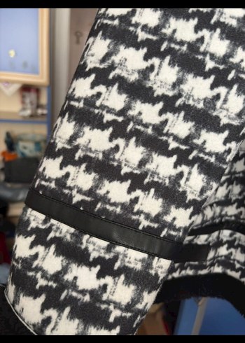 Kürk Detaylı kaz ayaği Desenli Kadın mont - Görsel 7