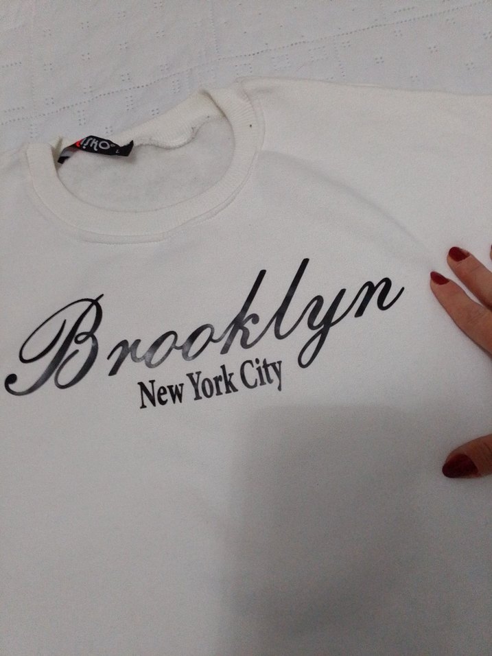 Beyaz-Siyah Kadın Sweatshirt eşofman takımı - Görsel 5