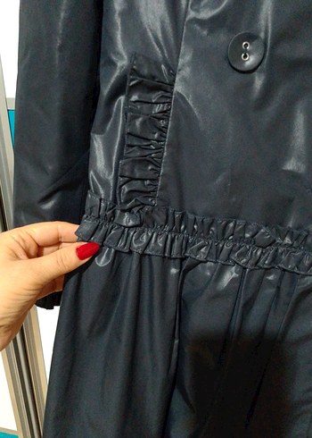 Düğmeli füme Kadın Trençkot - Görsel 6