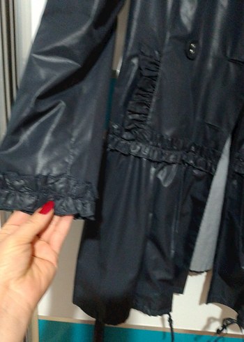 Düğmeli füme Kadın Trençkot - Görsel 4