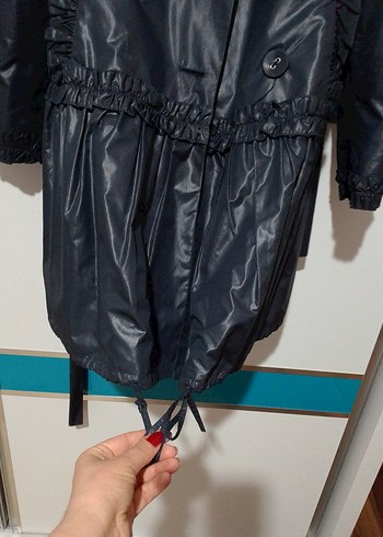 Düğmeli füme Kadın Trençkot - Görsel 5