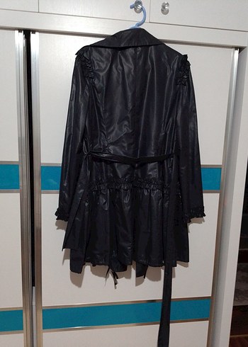 Düğmeli füme Kadın Trençkot - Görsel 3