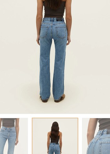 36 Beden mavi Renk Stradivarius D98 fit vindage jean