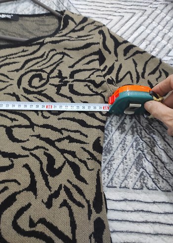 Bohem Tarz  Zebra Desenli Kadın Triko Elbise - Görsel 6