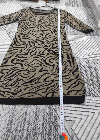 Bohem Tarz  Zebra Desenli Kadın Triko Elbise - Görsel 5