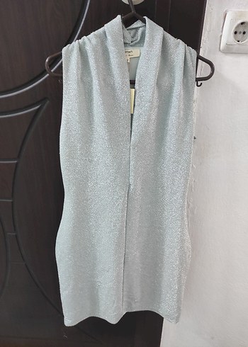 Gri Kolsuz Midi Kadın Elbise - Görsel 2