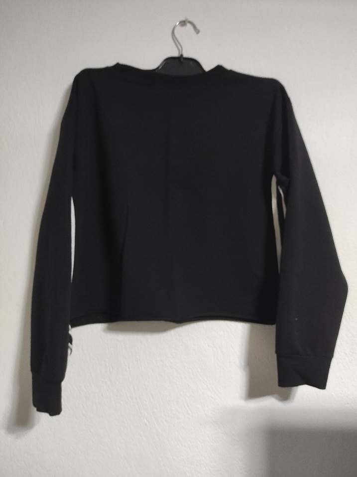 Siyah Baskılı Kadın Sweatshirt - Görsel 3