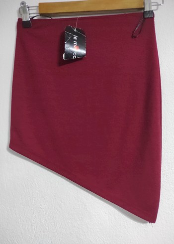 Bordo Drapeli Mini Etek - Görsel 2