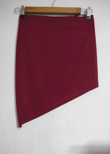 Bordo Drapeli Mini Etek - Görsel 3