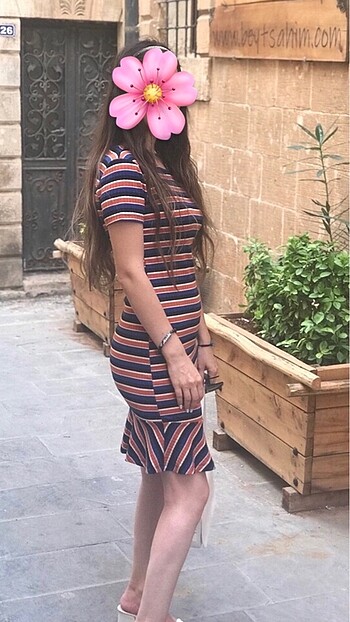 Çizgili kısa elbise