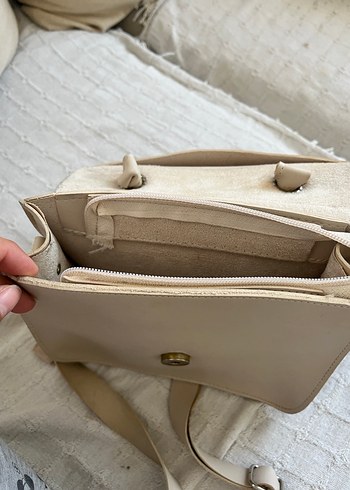 Beyaz Deri Tokalı Kadın Çanta - Görsel 2