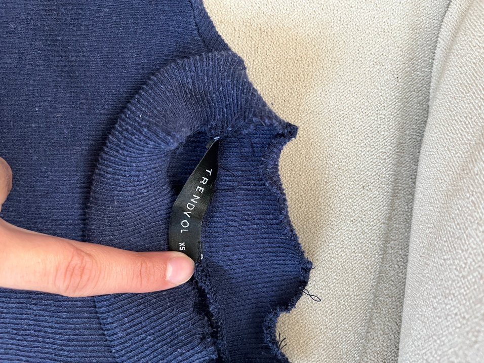 Kadın Lacivert Triko Kısa Kollu Balıkçı Yaka - Görsel 2