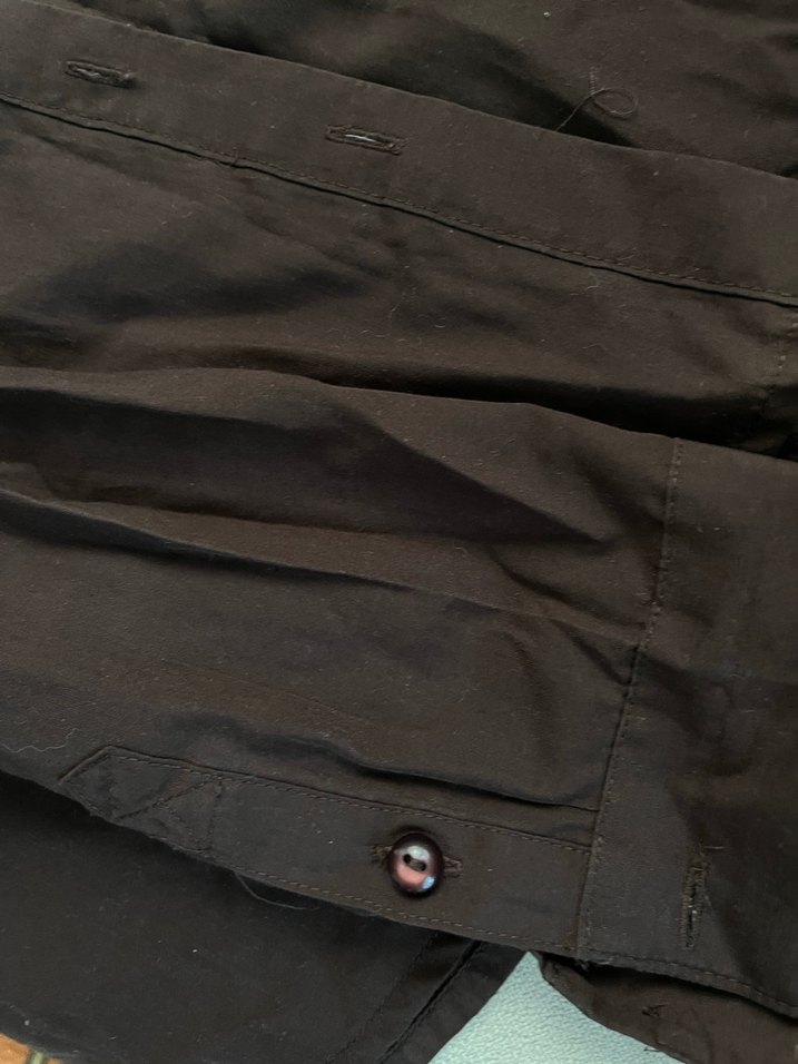 Düğmeli Koyu Kahverengi Kadın Keten Gömlek - Görsel 4