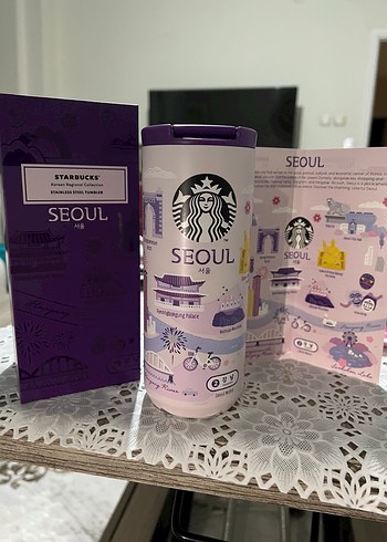 Mor Starbucks Seoul Temalı Termos Bardak - Görsel 5