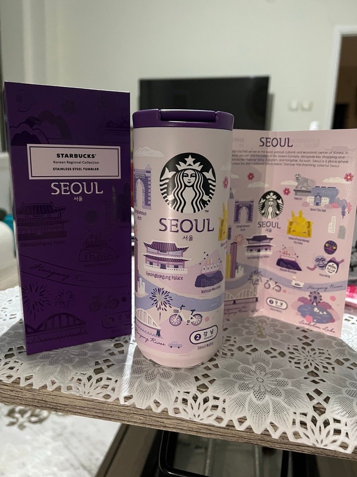 Mor Starbucks Seoul Temalı Termos Bardak - Görsel 5