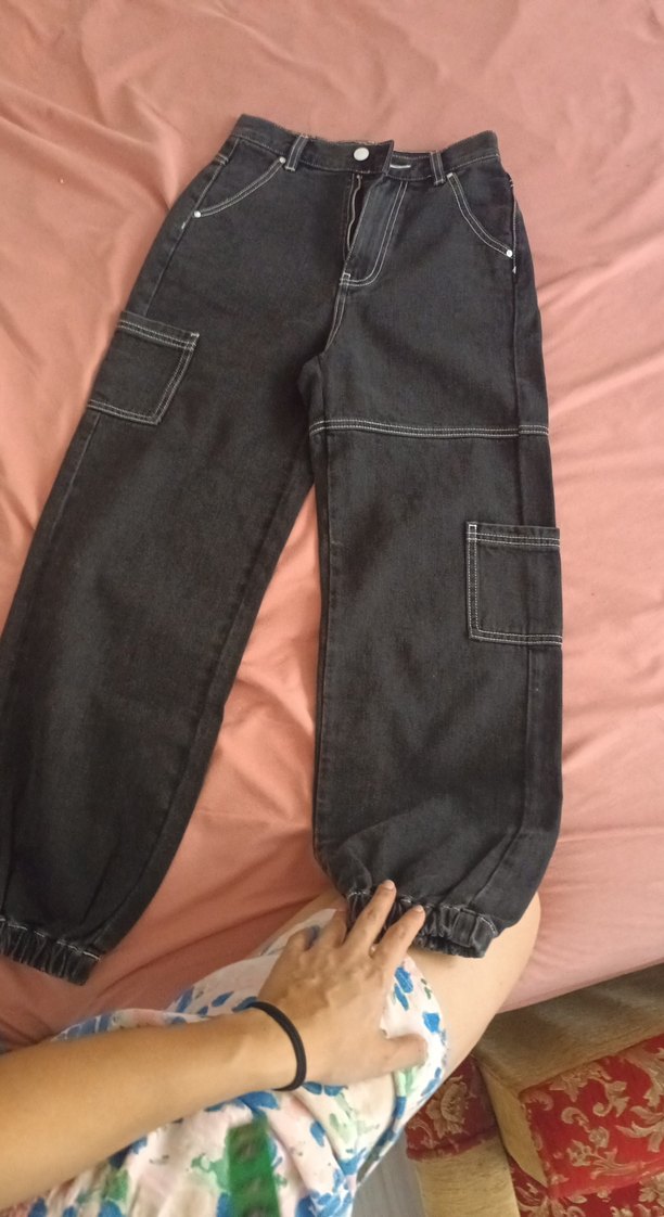 Siyah Bol Kesim Street Style Kadın Kot Pantolon - Görsel 2