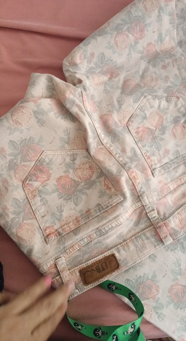 Düğmeli Bej Desenli Kadın Pantolon - Görsel 5