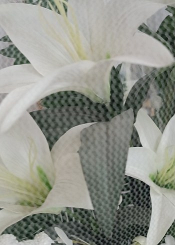 Beyaz Yapay Çiçek Aranjmanı Seramik Vazoda - Görsel 6