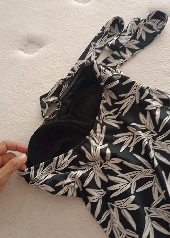 Bohem Tarz Siyah Beyaz Desenli Kadın Mayo - Görsel 5