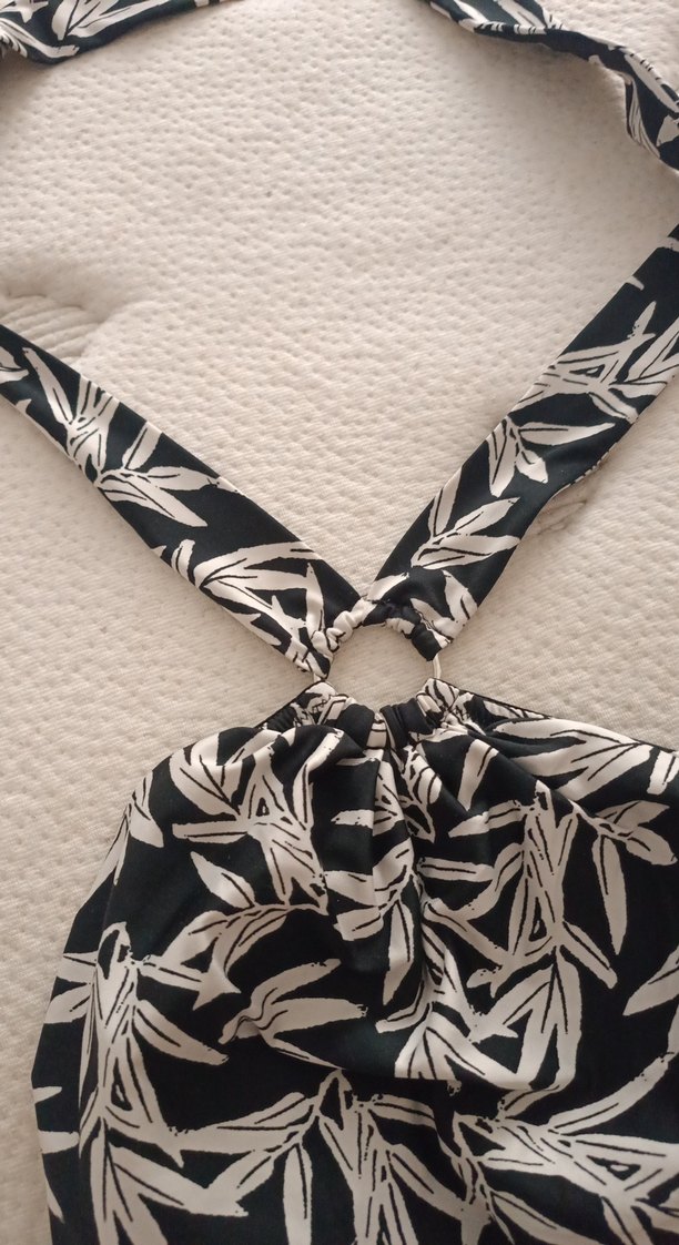 Bohem Tarz Siyah Beyaz Desenli Kadın Mayo - Görsel 4