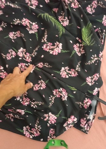 Pembe Çiçekli Uzun Kollu Midi Elbise - Görsel 6