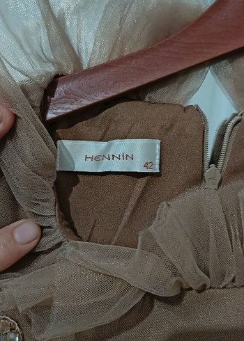 Nakışlı Bej Uzun Abiye Elbise - Görsel 3