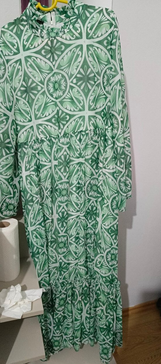 Yeşil Bohem Uzun Kollu Elbise - Görsel 2