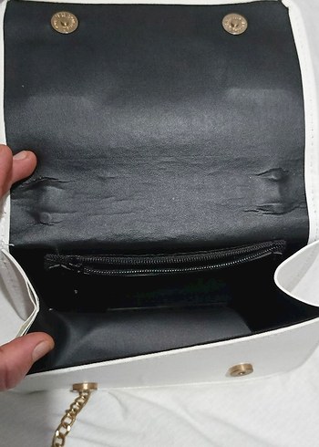 Beyaz Yılan Desenli Kadın Omuz Çantası - Görsel 3