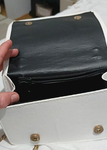 Beyaz Yılan Desenli Kadın Omuz Çantası - Görsel 4