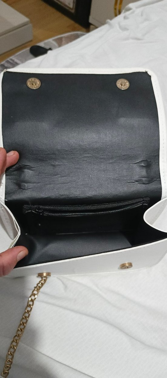 Beyaz Yılan Desenli Kadın Omuz Çantası - Görsel 3