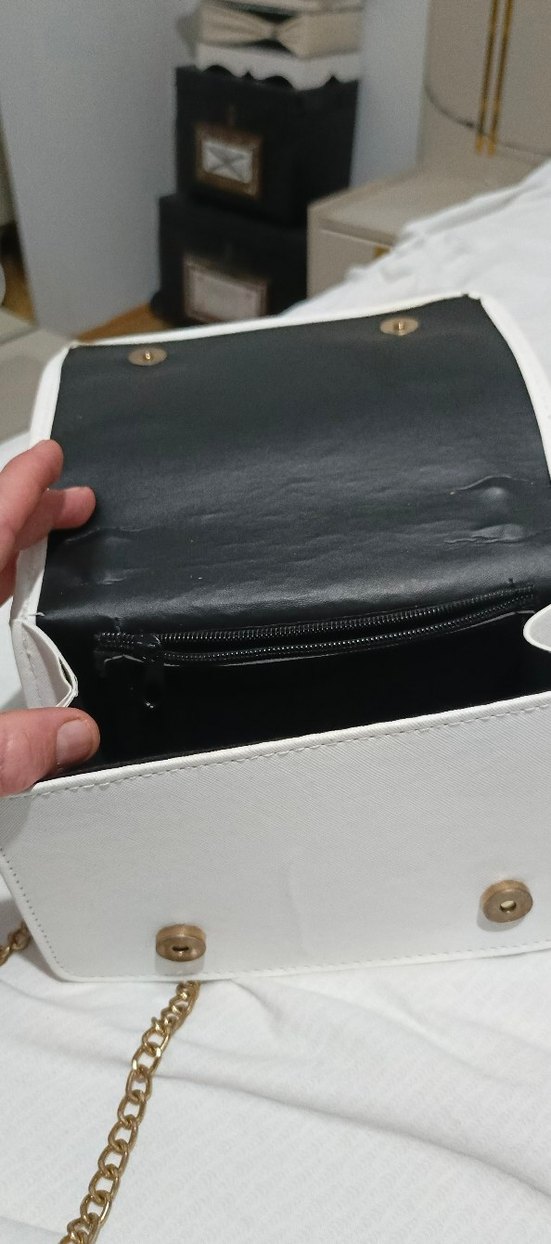 Beyaz Yılan Desenli Kadın Omuz Çantası - Görsel 4