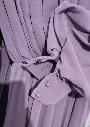 Mor Uzun Pilili Kadın Elbise - Görsel 3