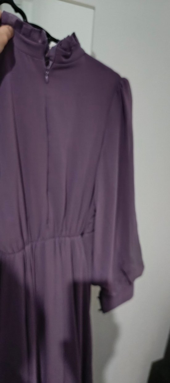 Mor Uzun Pilili Kadın Elbise - Görsel 2