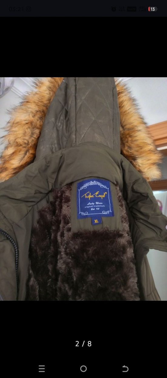 Kürk Detaylı Kadın Koyu Kahverengi Midi Mont - Görsel 3