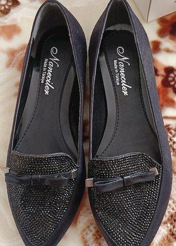 Tokalı Siyah Yılan Desenli Kadın Topuklu Babet - Görsel 2