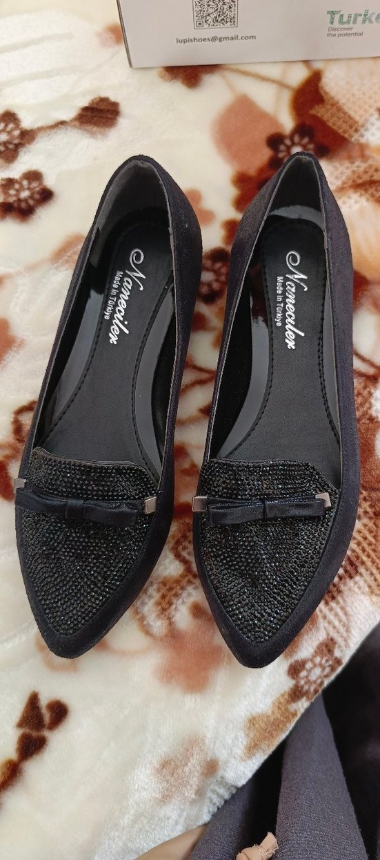 Tokalı Siyah Yılan Desenli Kadın Topuklu Babet - Görsel 3