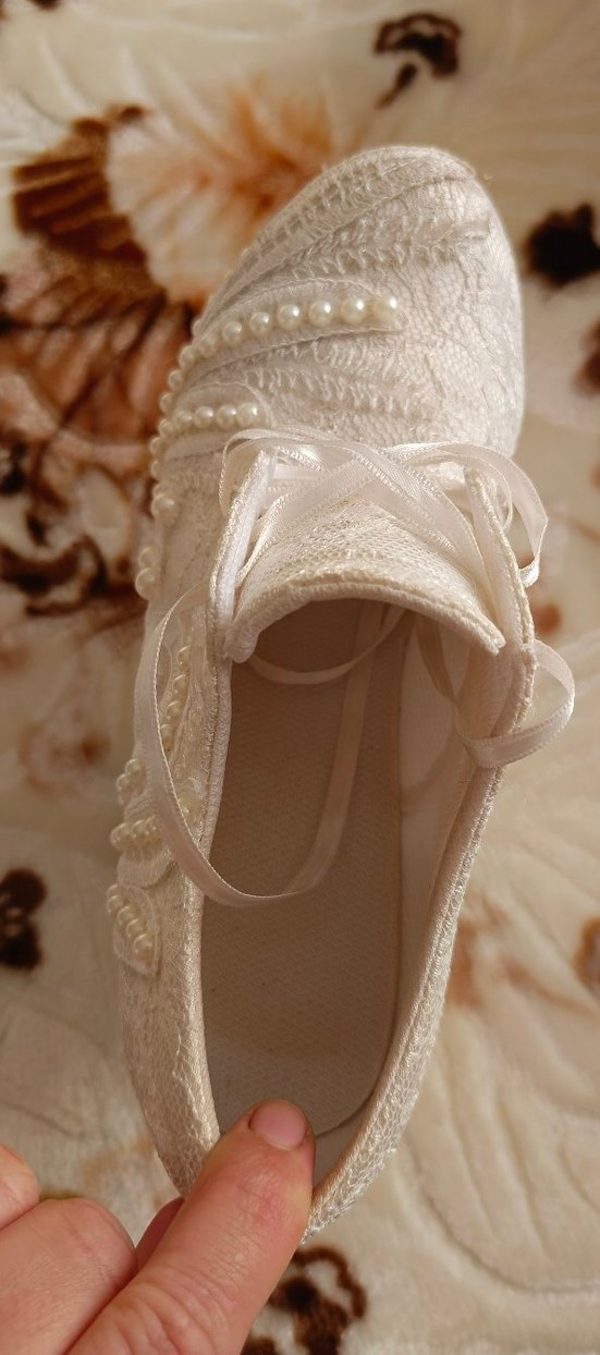 Dantel İşlemeli Beyaz Gelin Ayakkabısı - Görsel 4