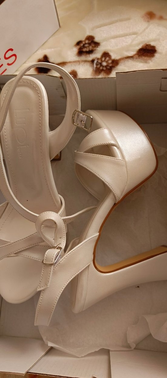 Beyaz Deri Platform Topuklu Kadın Abiye Ayakkabı - Görsel 3