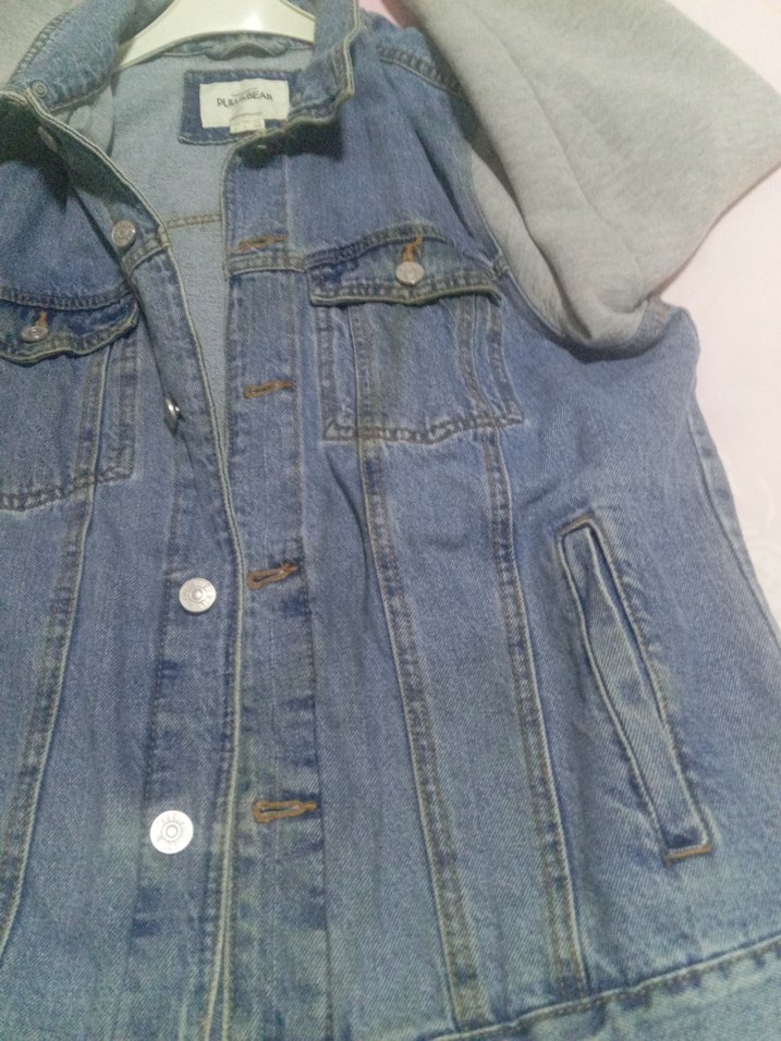 Gri Uzun Kollu Denim Ceket - Görsel 5