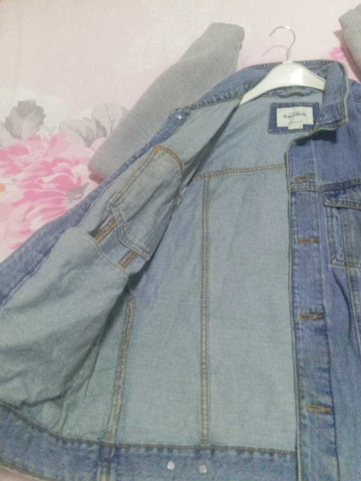 Gri Uzun Kollu Denim Ceket - Görsel 3