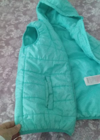 Kız Çocuk Turkuaz Kapüşonlu Kürklü Yelek - Görsel 7