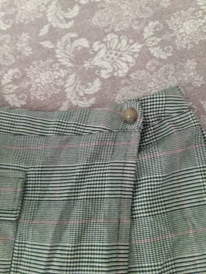 Düğmeli Gri Mini Etek - Görsel 3