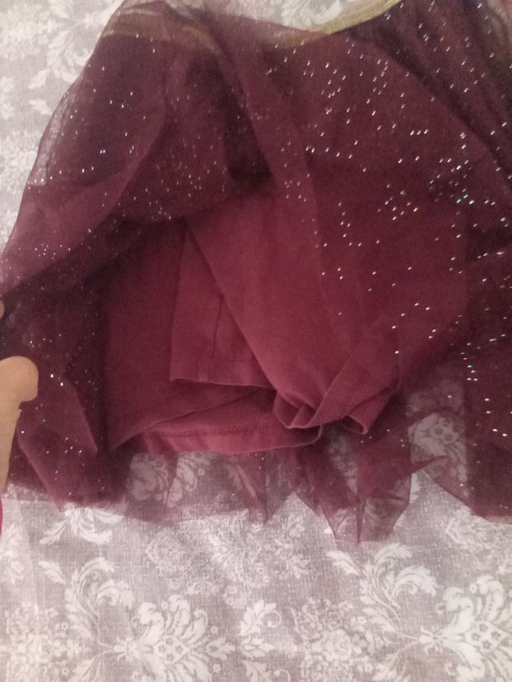 Bordo Tül Detaylı Kız Çocuk Etek - Görsel 3