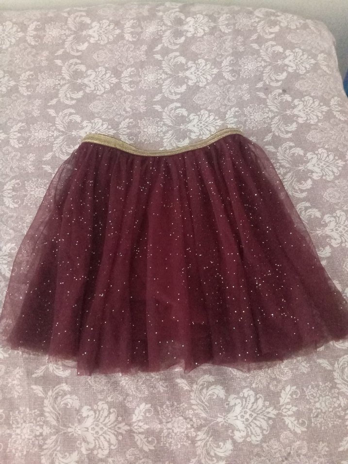 Bordo Tül Detaylı Kız Çocuk Etek - Görsel 2