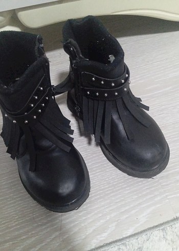 Siyah Deri Kız Çocuk Goth Botları - Görsel 2