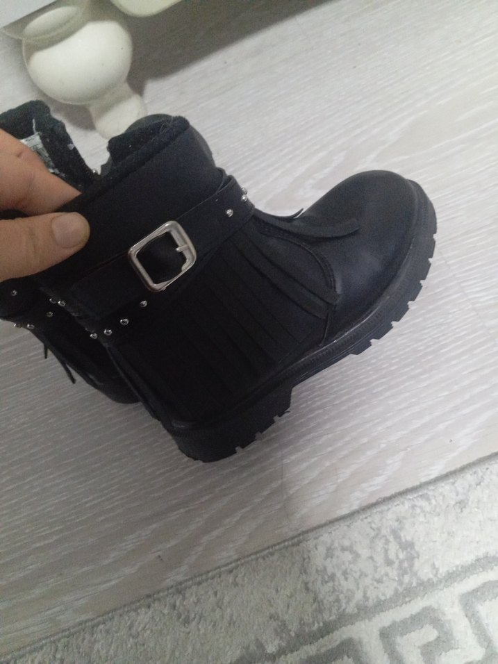 Siyah Deri Kız Çocuk Goth Botları - Görsel 5